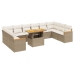 Set de sofás de jardín 11pzas con cojines ratán sintético beige