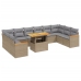 Set de sofás de jardín 11pzas con cojines ratán sintético beige