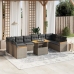 Set de sofás de jardín 11 pzas y cojines ratán sintético gris