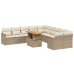 Set de sofás de jardín 11pzas con cojines ratán sintético beige