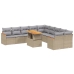 Set de sofás de jardín 11pzas con cojines ratán sintético beige