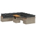 Set de sofás de jardín 11 pzas y cojines ratán sintético gris