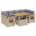 Set sofás de jardín 7 piezas y cojines ratán sintético beige