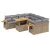 Set de sofás de jardín 9 pzas con cojines ratán sintético beige