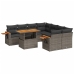 Set de muebles de jardín 9 pzas y cojines ratán sintético gris