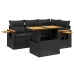 Set de muebles de jardín 5 pzas y cojines ratán sintético negro
