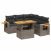 Set de muebles de jardín 6 pzas y cojines ratán sintético gris