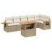 Set sofás de jardín 7 piezas y cojines ratán sintético beige