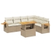 Set sofás de jardín 7 piezas y cojines ratán sintético beige