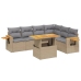 Set sofás de jardín 7 piezas y cojines ratán sintético beige
