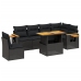 Set de comedor de jardín 7 pzas y cojines ratán sintético negro