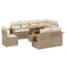 Set de sofás de jardín 9 pzas con cojines ratán sintético beige