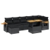 Set de sofás de jardín 8 piezas y cojines ratán sintético negro