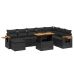 Set de sofás de jardín 8 piezas y cojines ratán sintético negro