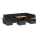 Set de sofás de jardín 8 piezas y cojines ratán sintético negro
