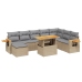 Set de sofás de jardín 9 pzas con cojines ratán sintético beige