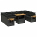 Set de sofás de jardín 10 pzas cojines ratán sintético negro