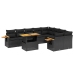 Set de sofás de jardín 10 pzas cojines ratán sintético negro