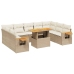 Set de sofás de jardín 11pzas con cojines ratán sintético beige