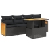 Set de muebles de jardín 5 pzas y cojines ratán sintético negro