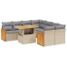 Set de sofás de jardín 9 pzas con cojines ratán sintético beige