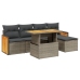 Set de muebles de jardín 6 pzas y cojines ratán sintético gris