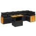 Set de comedor de jardín 7 pzas y cojines ratán sintético negro