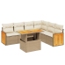 Set sofás de jardín 7 piezas y cojines ratán sintético beige