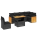 Set de comedor de jardín 7 pzas y cojines ratán sintético negro