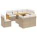 Set de sofás de jardín 9 pzas con cojines ratán sintético beige