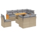 Set de sofás de jardín 9 pzas con cojines ratán sintético beige