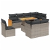 Set de muebles de jardín 9 pzas y cojines ratán sintético gris
