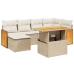 Set sofás de jardín 7 piezas y cojines ratán sintético beige