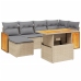 Set sofás de jardín 7 piezas y cojines ratán sintético beige