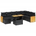 Set de sofás de jardín 8 piezas y cojines ratán sintético negro