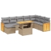 Set de sofás de jardín 9 pzas con cojines ratán sintético beige