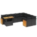 Set de sofás de jardín 10 pzas cojines ratán sintético negro