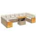 Set de sofás de jardín 11pzas con cojines ratán sintético beige