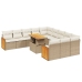 Set de sofás de jardín 11pzas con cojines ratán sintético beige