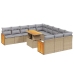 Set de sofás de jardín 11pzas con cojines ratán sintético beige