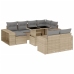 Set de sofás de jardín 11pzas con cojines ratán sintético beige