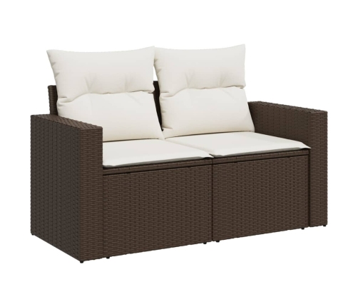 Set de sofás de jardín 11 pzas cojines ratán sintético marrón