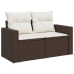 Set de sofás de jardín 11 pzas cojines ratán sintético marrón