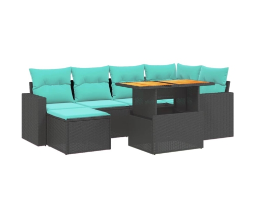Set de sofás de jardín 11pzas con cojines ratán sintético beige