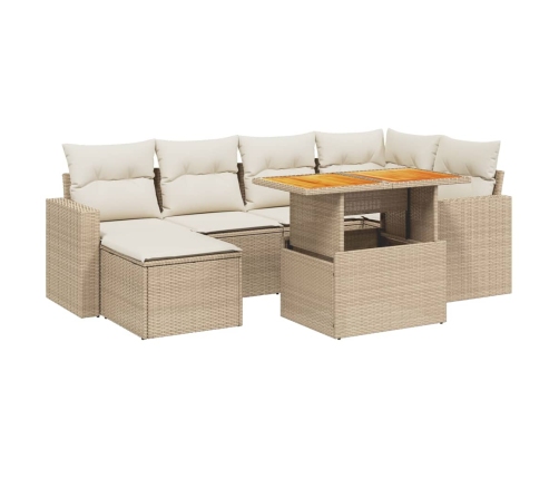 Set de sofás de jardín 11pzas con cojines ratán sintético beige