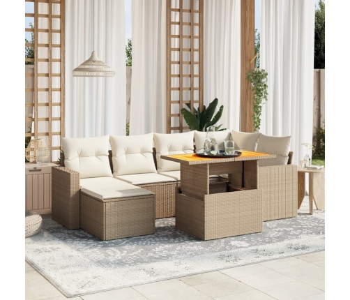 Set de sofás de jardín 11pzas con cojines ratán sintético beige