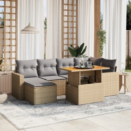 Set de sofás de jardín 11 pzas y cojines ratán sintético gris