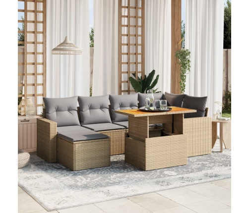 Set de sofás de jardín 11 pzas y cojines ratán sintético gris