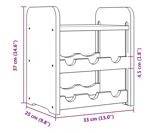 Botellero con tablero superior madera maciza pino 33x25x37 cm