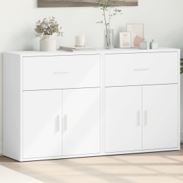 Aparador de madera de ingeniería 2 uds blanco 60x31x70 cm